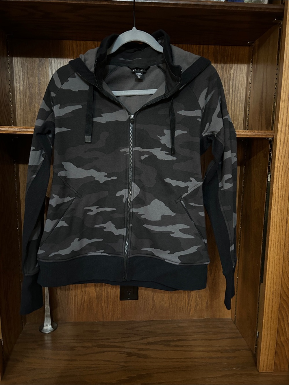 Athleta triumph Gray and Black Camo Full-Zip Hoodie